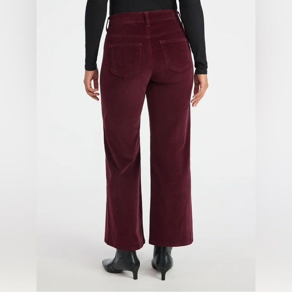NEW Time and Tru Women's Velvet Wide Leg Pants, 32" Inseam, size 6 Burgundy Wine - Picture 5 of 6